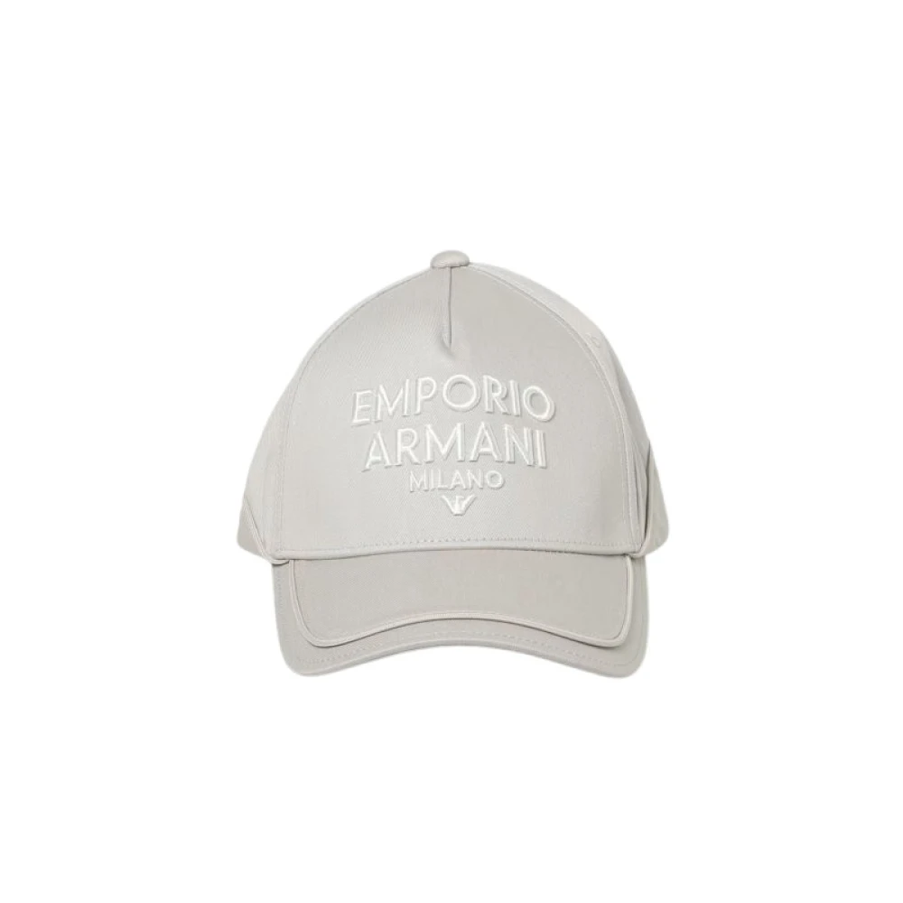 Emporio Armani Mannelijk Beige Accessoires Heren, One Size, Baseballpet Met Paspel En Logo In Reliëf In Oversized Formaat