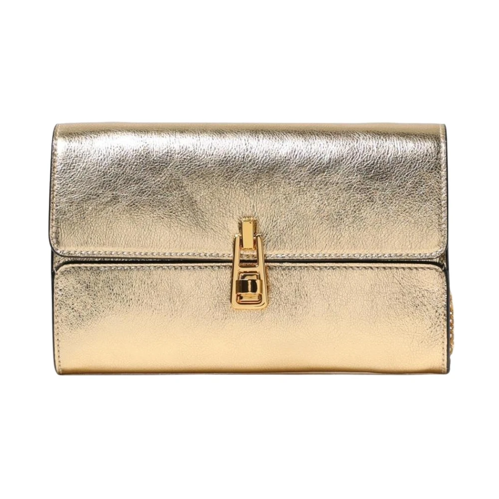 Coccinelle Women's Yellow Metallic Leather Clutch Chain Strap