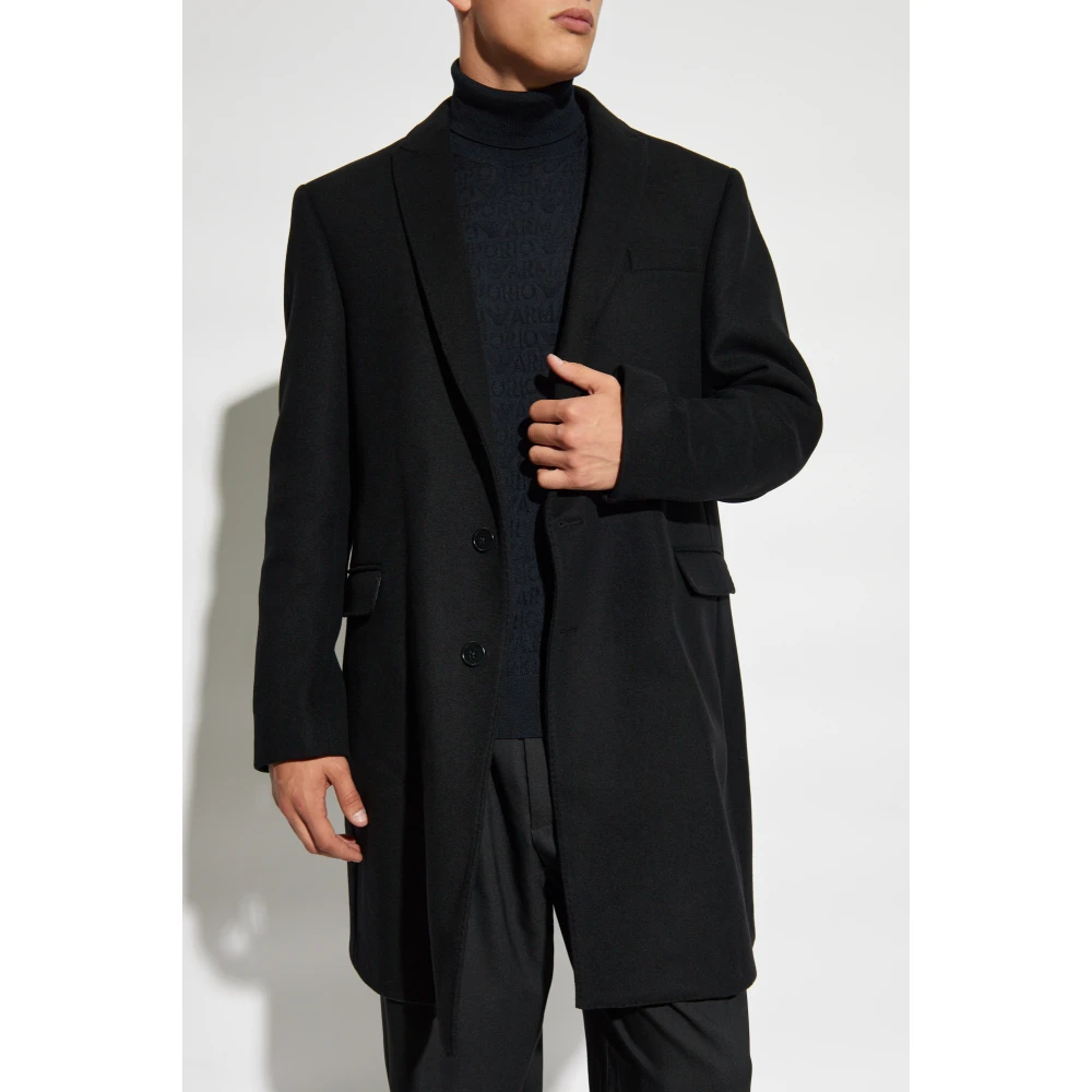 Emporio Armani Wollen jas Black Heren