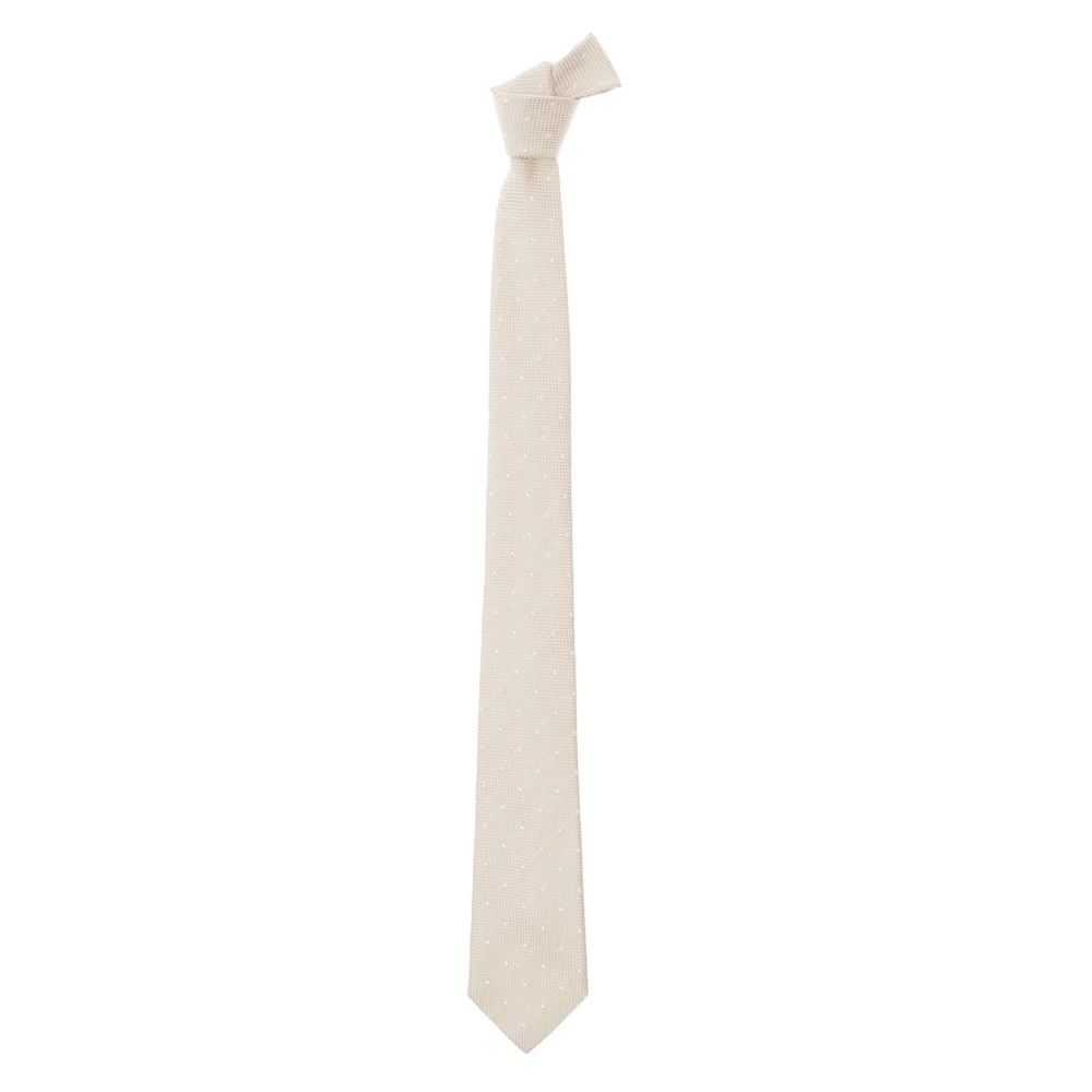 Tagliatore Klassieke zijden stropdas met polkadotpatroon White Heren
