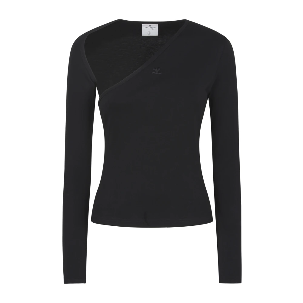 Courrèges Zwart Slash Contrast Sweater Top Black Dames