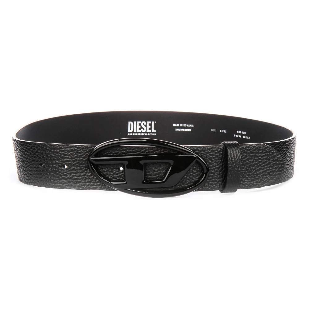 Diesel Men's Black B-1Dr Leather Belt - Belts - 100 Cm - Accessories