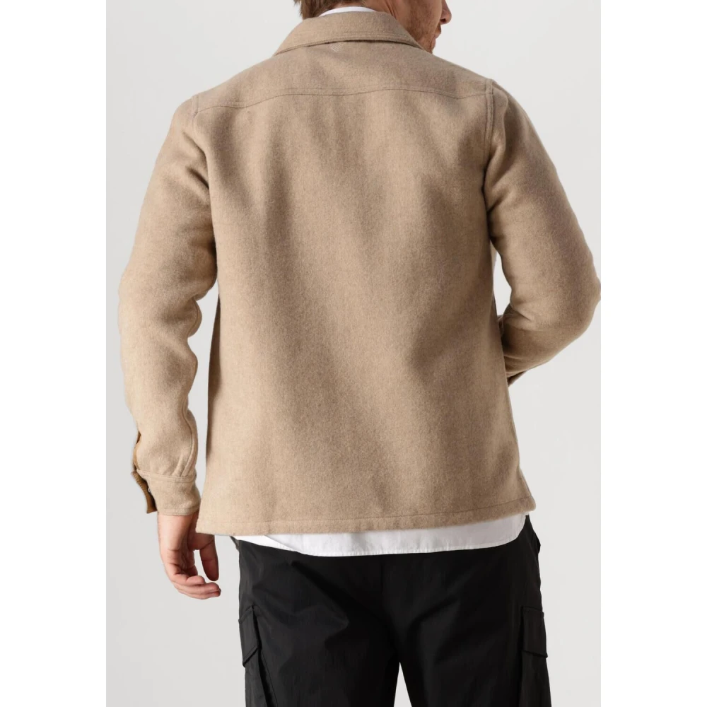 Pure Path Heren Overshirt Regular Fit Stijlvol Shirt Beige Heren