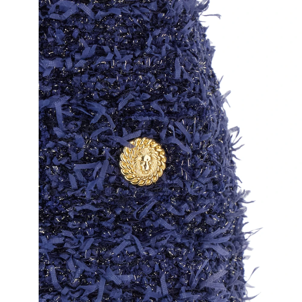 Balmain Tweed Korte Rok Blue Dames