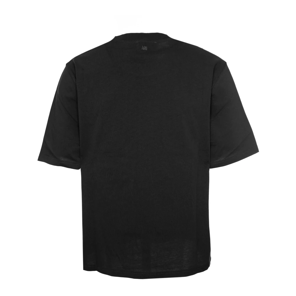 Ami Paris Rib T-shirt met labelstiksels Gray Heren