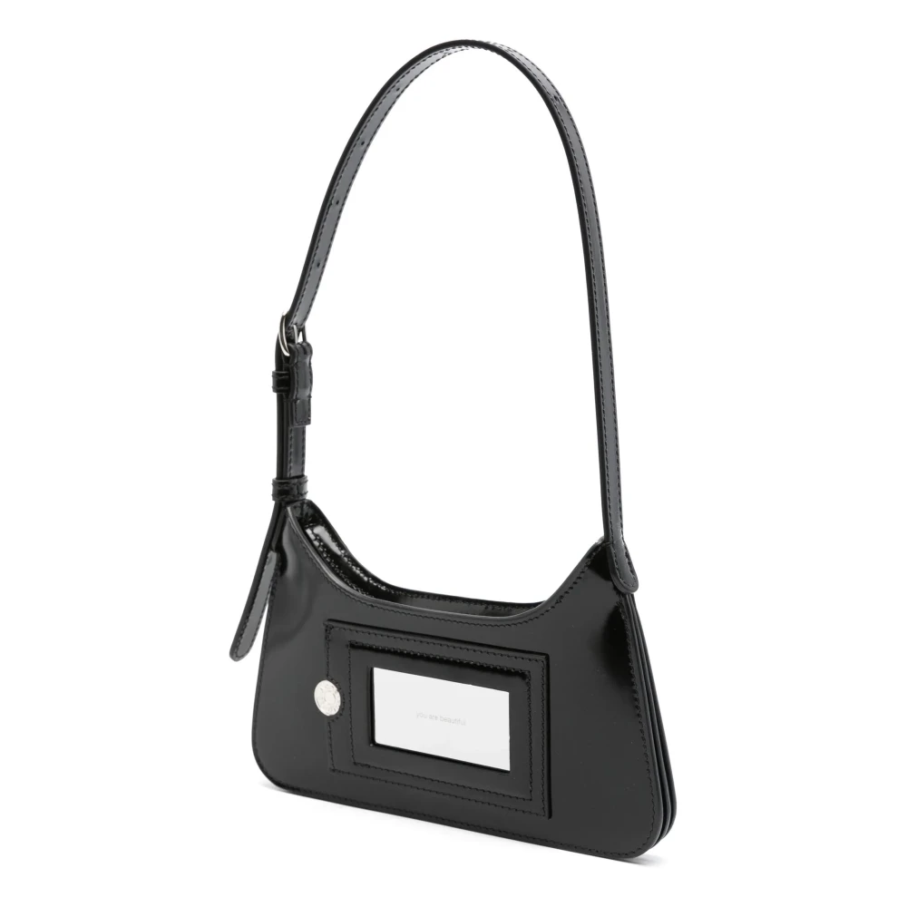 Acne Studios Zwarte leren schoudertas Black Dames
