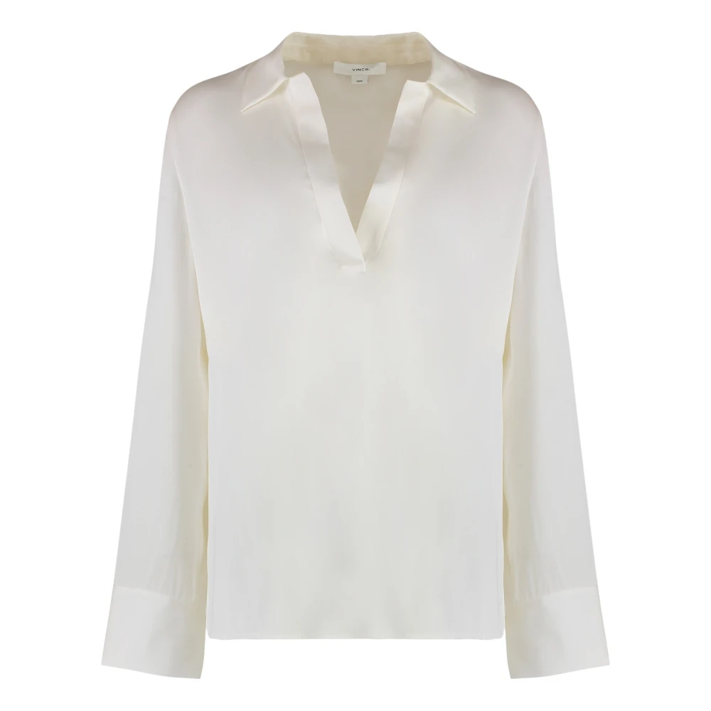 Vince V-hals Zijden Blouse White Dames