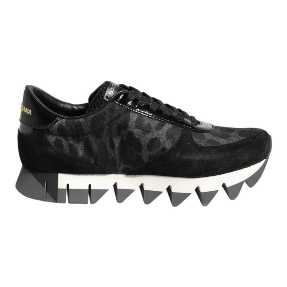 Dolce & Gabbana Women's Black Leopard Low Top Sneakers Shoes