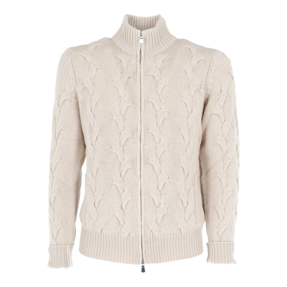 Filippo De Laurentiis Stijlvolle Fullzip Cardigan voor Mannen Beige Heren