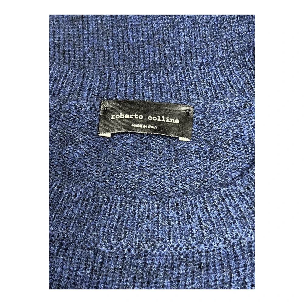 Roberto Collina Merino Baby Camel Sweater Navy Blue Heren