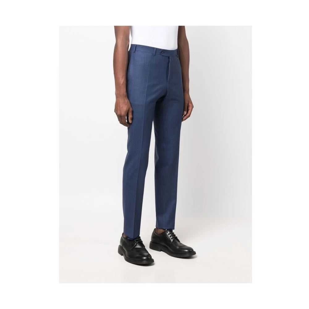 Canali Marineblauwe wollen recht gesneden pantalon Blue Heren