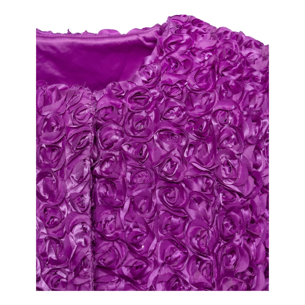Rotate Birger Christensen Paarse Textuur Cropped Jack met Nepbloem Detailing Purple Dames