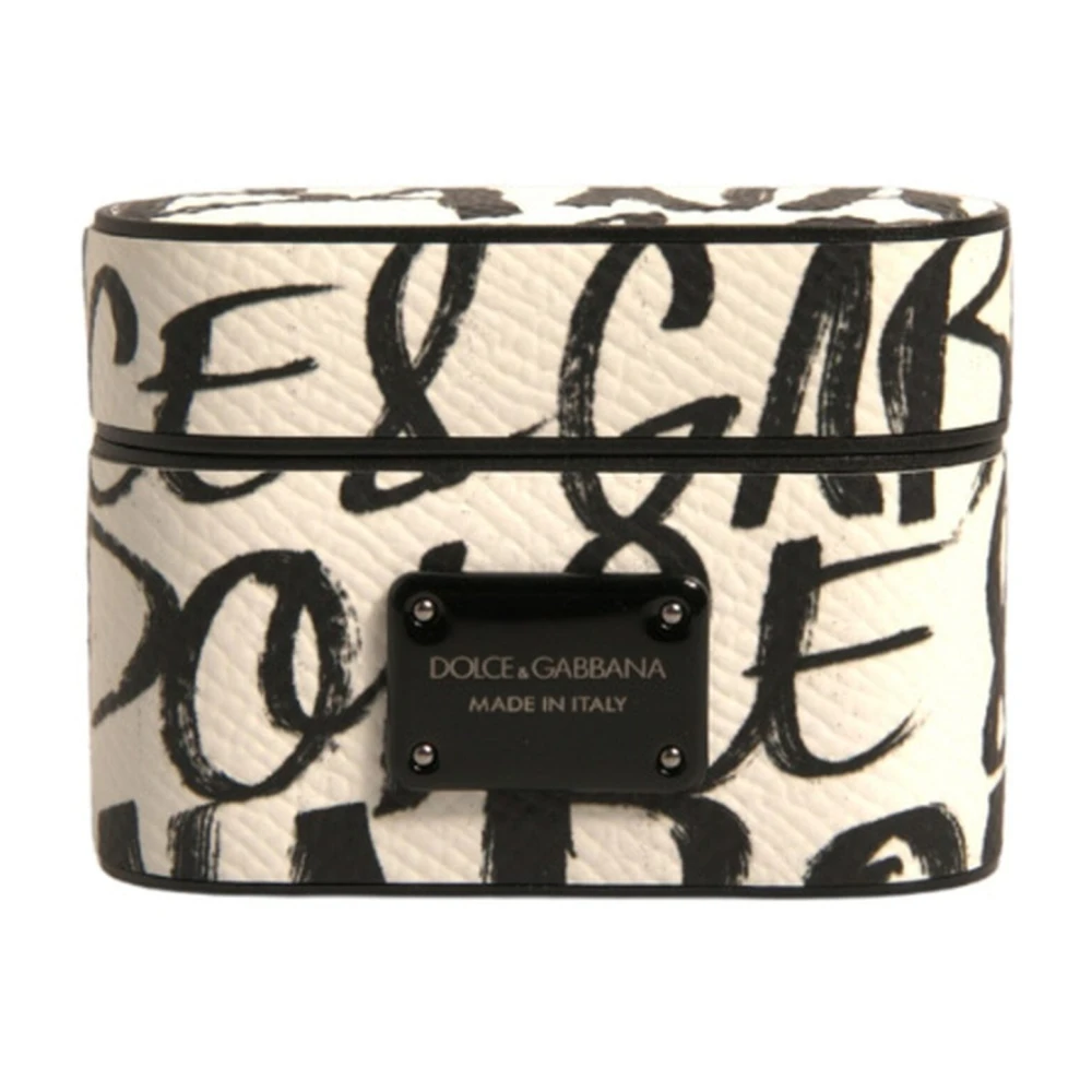 Dolce & Gabbana Unisex Multicolor Headphones, One Size, Leather Scribble Embossed Logo Airpods Case