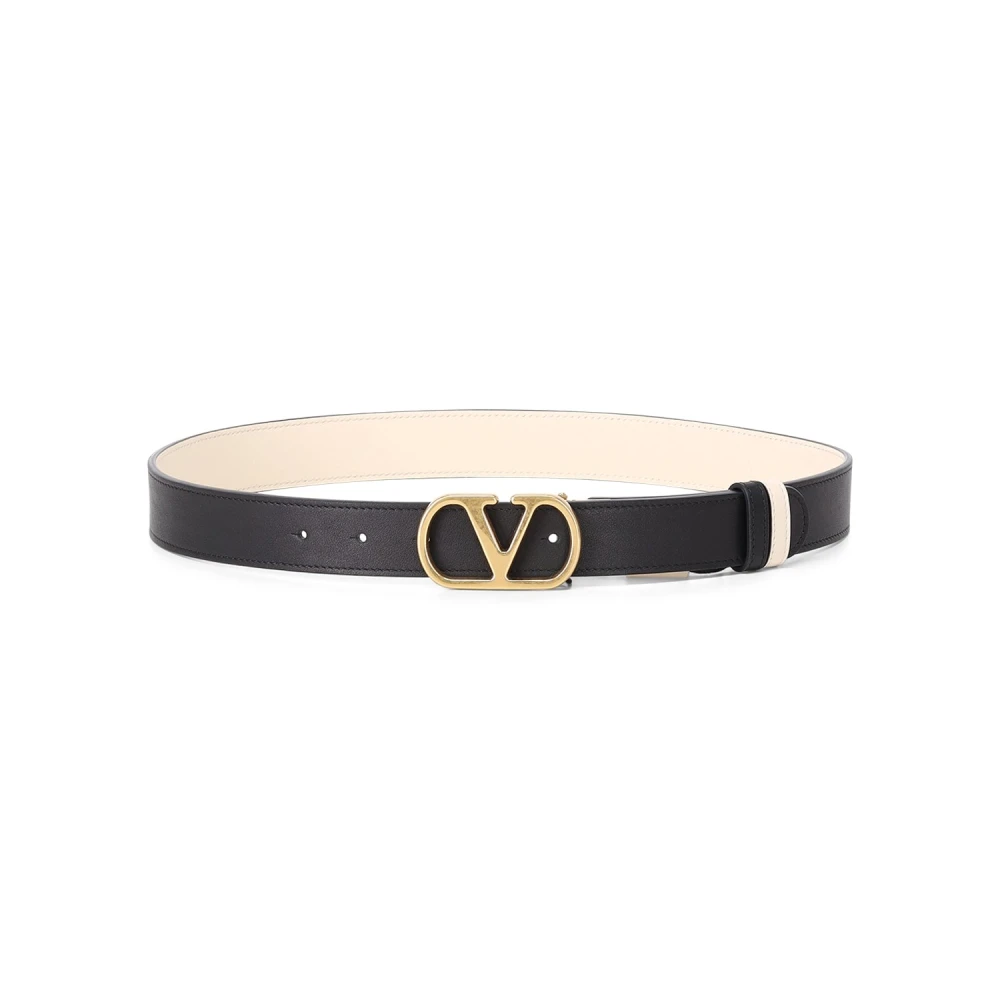 Valentino Black Vlogo Signature Leather Belt - Female - Belts - 85 Cm - Accessories