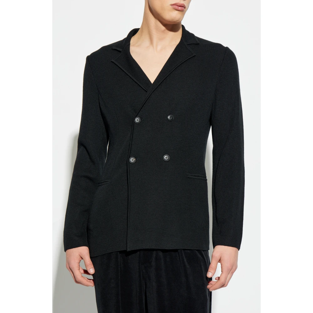 Giorgio Armani Wollen Double-Breasted Blazer Black Heren