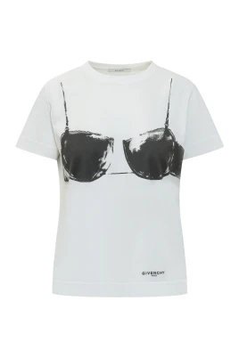 Bomulls-T-shirt med bh-tryck