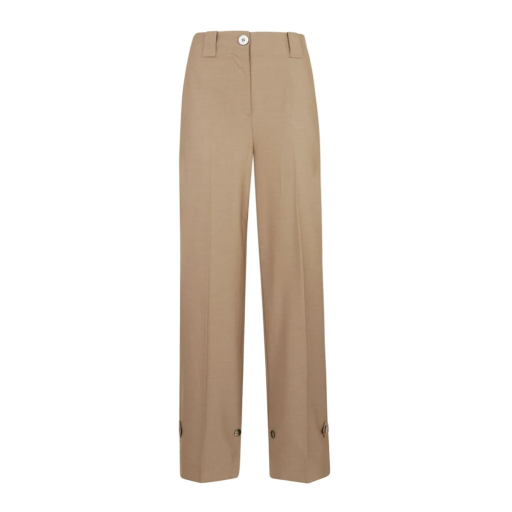 Ganni Melange Mid Waist Broek Brown Dames