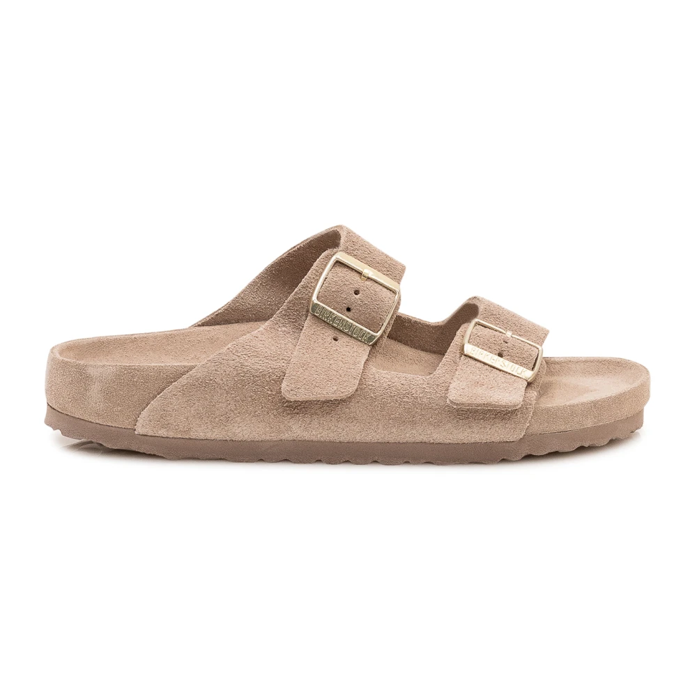 Birkenstock Men's Beige Sliders, 9 Uk, Arizona Exq Suede Narrow Fit