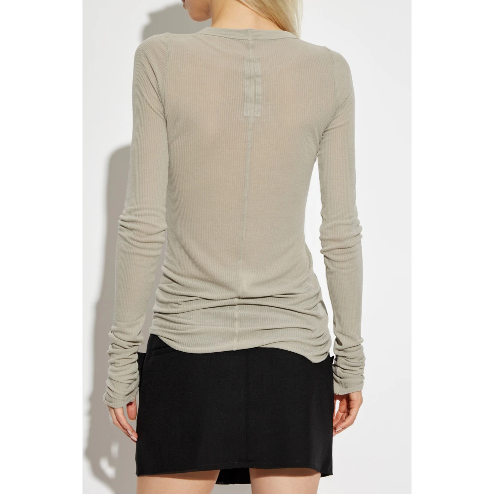 Rick Owens Geribbelde T-shirt Gray Dames