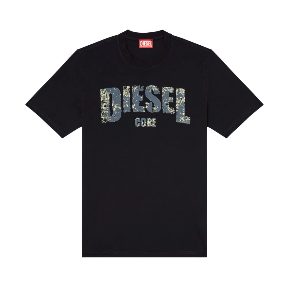Diesel Zwart T-shirt met logoprint Black Heren