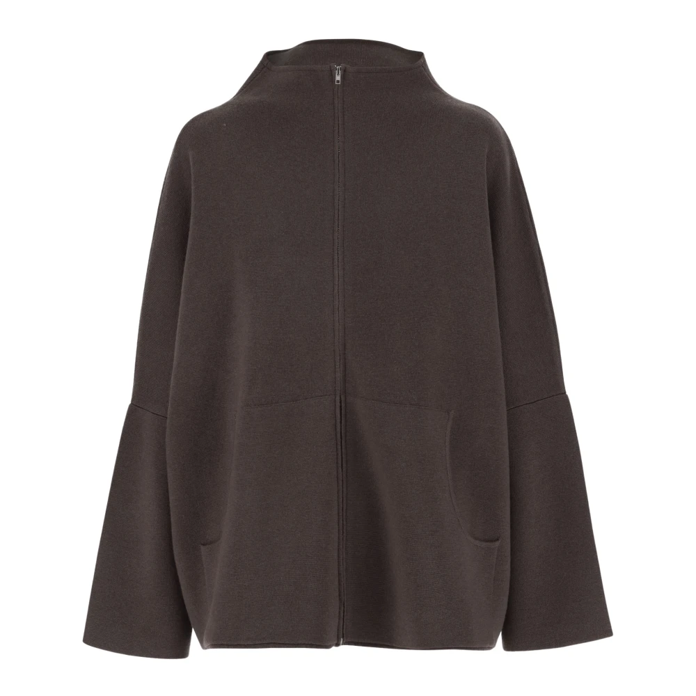 Wild Cashmere Wollen Blend Hoge Kraag Jas Brown Dames