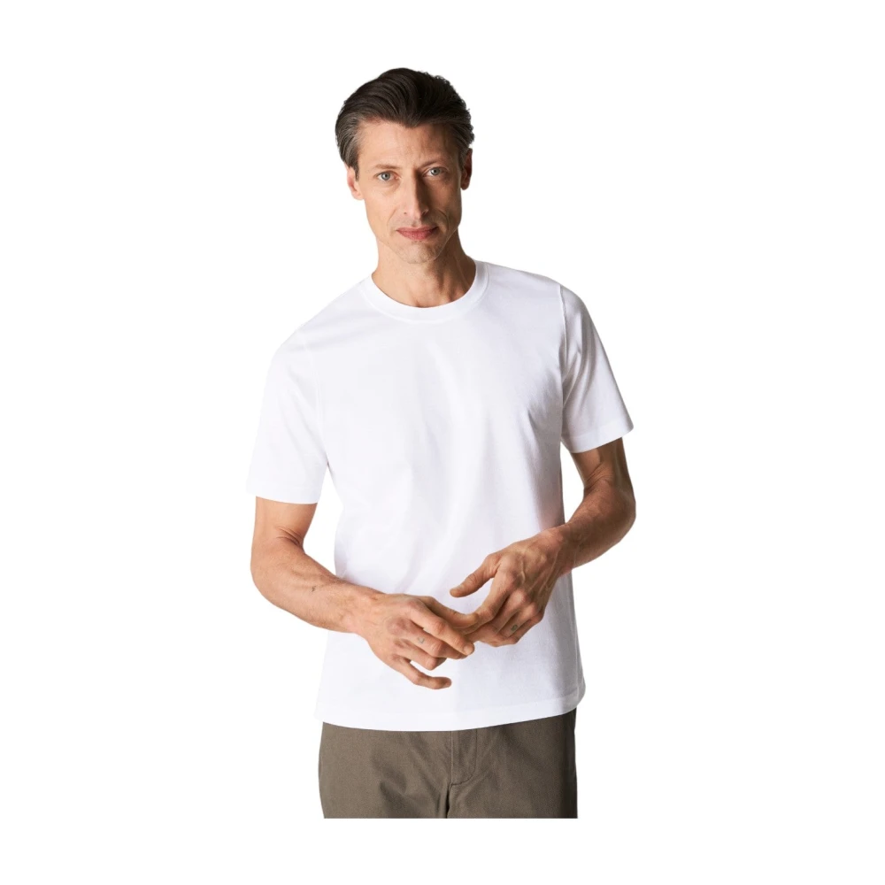 Eton Luxe Katoenen Crewneck T-shirt White Heren
