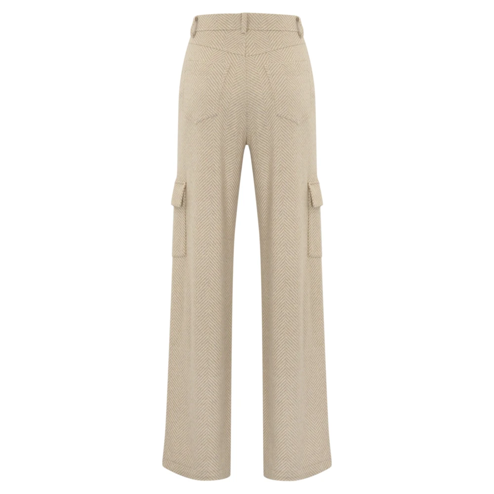 Liviana Conti Kasjmier Hoge Taille Wijde Pijp Broek Beige Dames