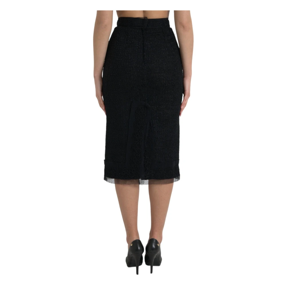 Dolce & Gabbana Elegante midi-rok met hoge taille Black Dames