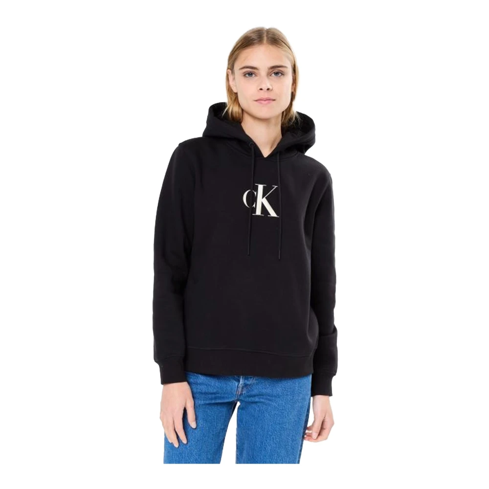 Calvin Klein Hoodie met bedrukt logo Regular Fit Black Dames