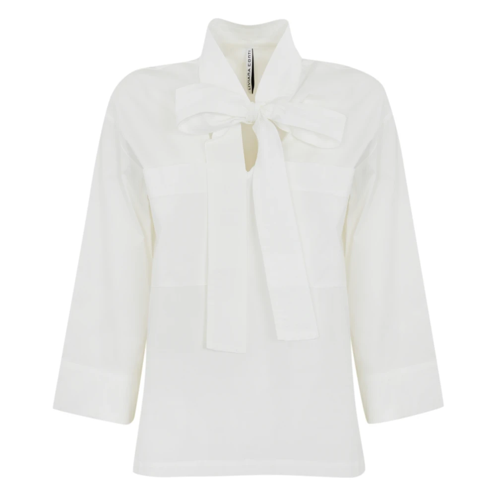Liviana Conti Witte Kimono Stijl Katoenen Overhemd White Dames