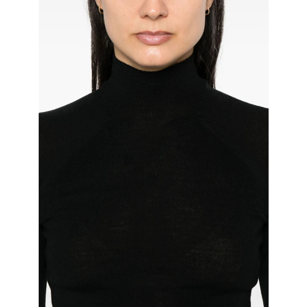 majestic filatures Zwarte Merinowol Coltrui Trui Black Dames