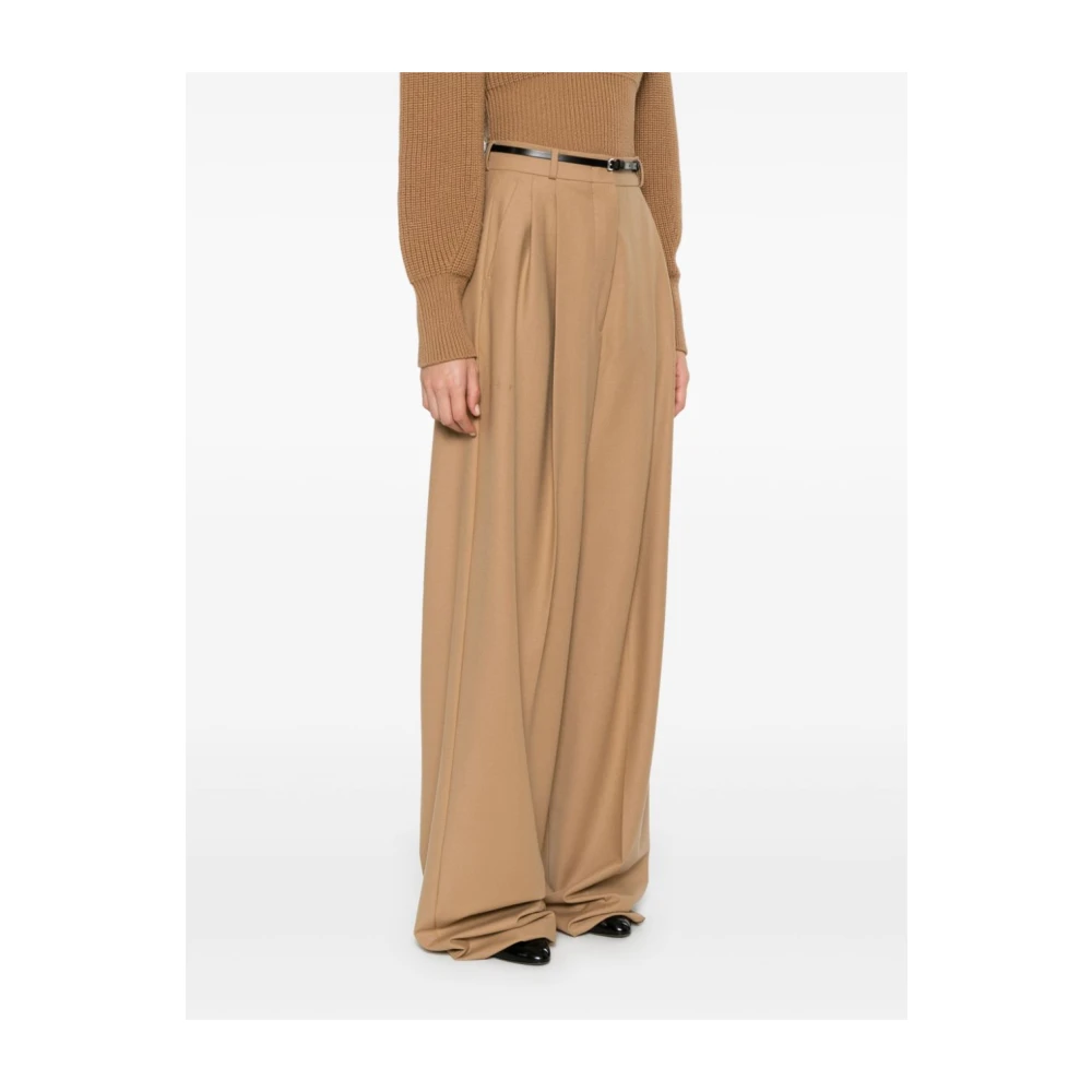 SPORTMAX Wijde Broek in Trendy Stijl Brown Dames