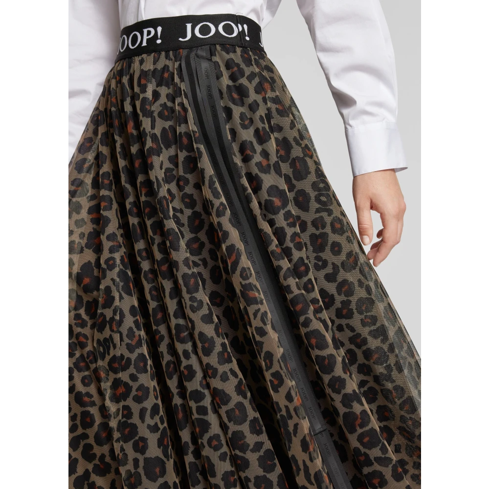 Joop! Rok met Luipaardprint en Contrasterende Riem Black Dames