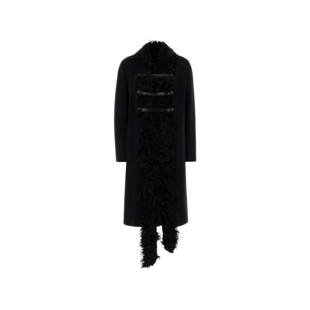 FENDI | Black double-sided wool-blend and shearling coat | female | 44 - Image 3