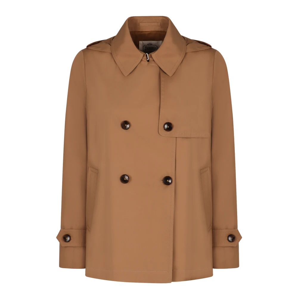 Herno Brun Hooded Trench Coat