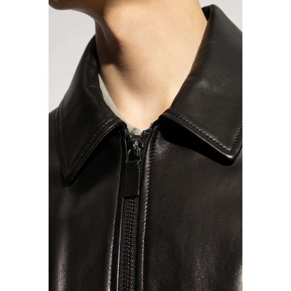 Emporio Armani Leren jas Black Heren