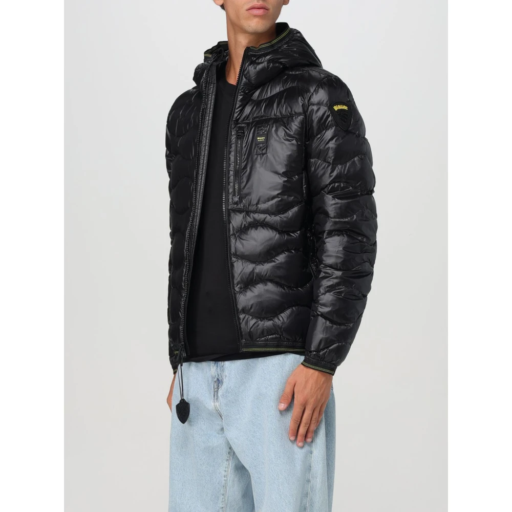 Blauer Wave Stijl Puffer Jas Black Heren