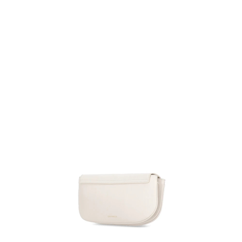 Coccinelle Ivoor Leren Schoudertas met Ketting Beige Dames
