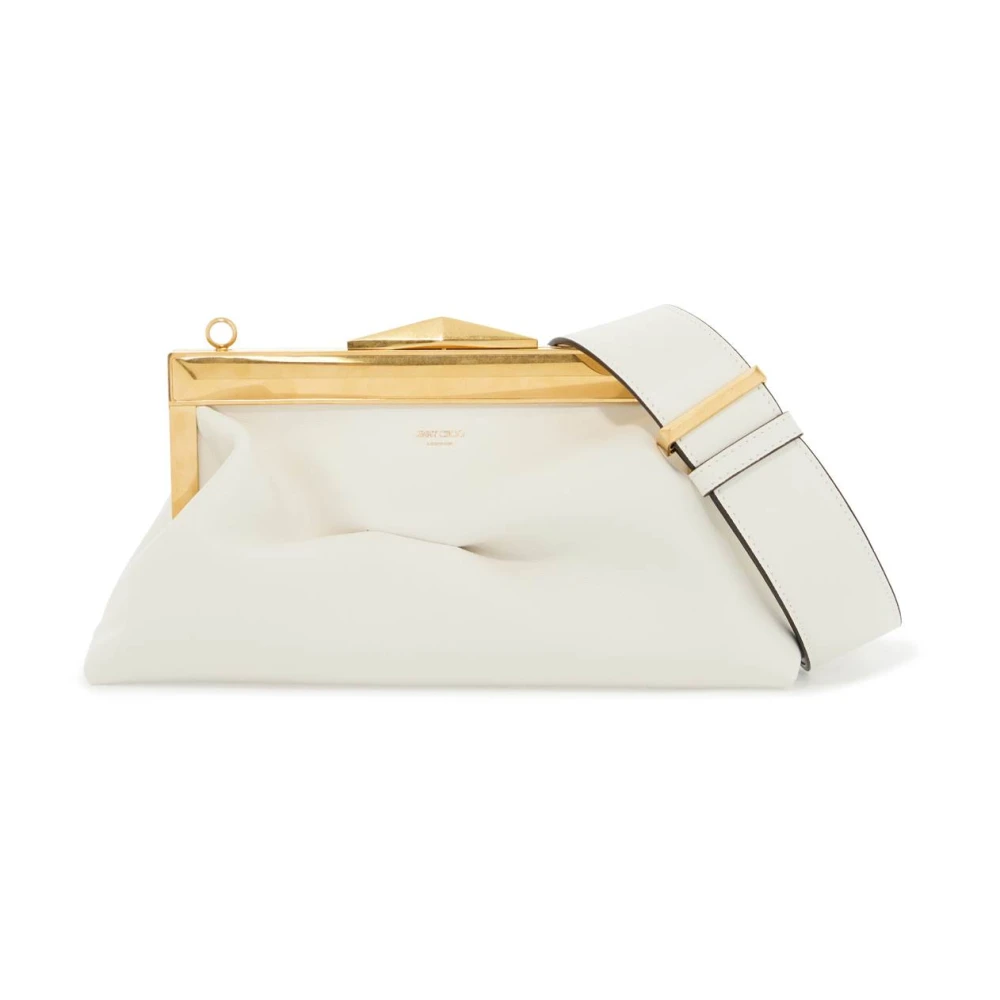 Jimmy Choo Diamanten frame leren clutch White Dames