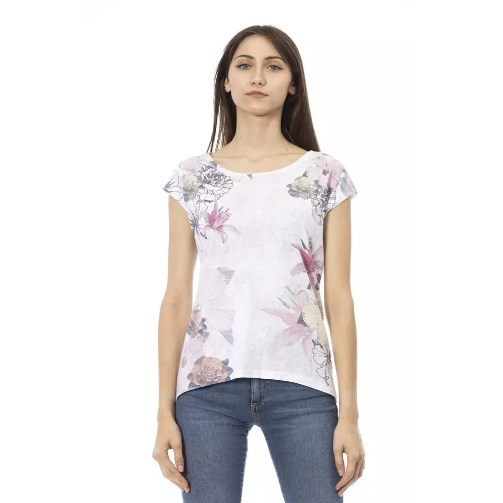 Trussardi Witte Katoenmix Tee met Gedurfd Print White Dames