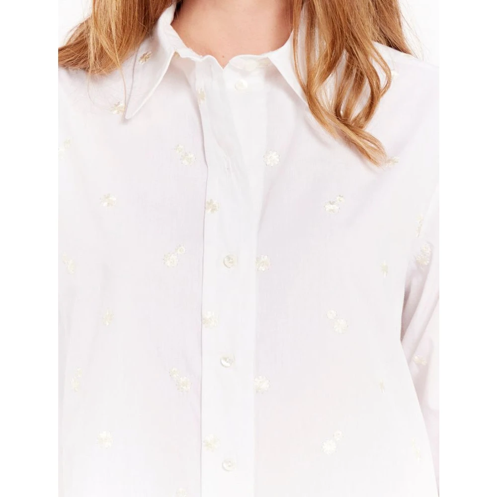 Ines De La Fressange Paris Geborduurd wit overhemd tijdloze stijl White Dames