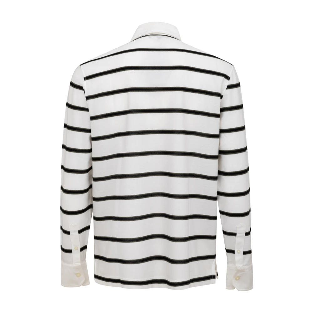 Canali Gestreept poloshirt met lange mouwen White Heren