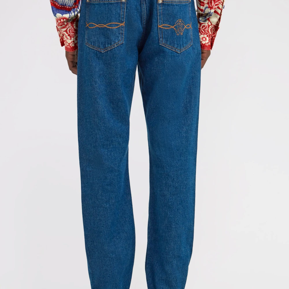 Roberto Cavalli Premium Denim Straight Leg Jeans Blue Heren