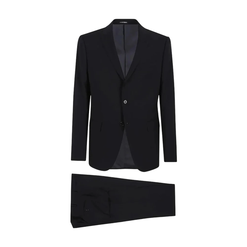 Emporio Armani Men's Black Single Breasted Suits, M, Modern Single-Breasted Suit