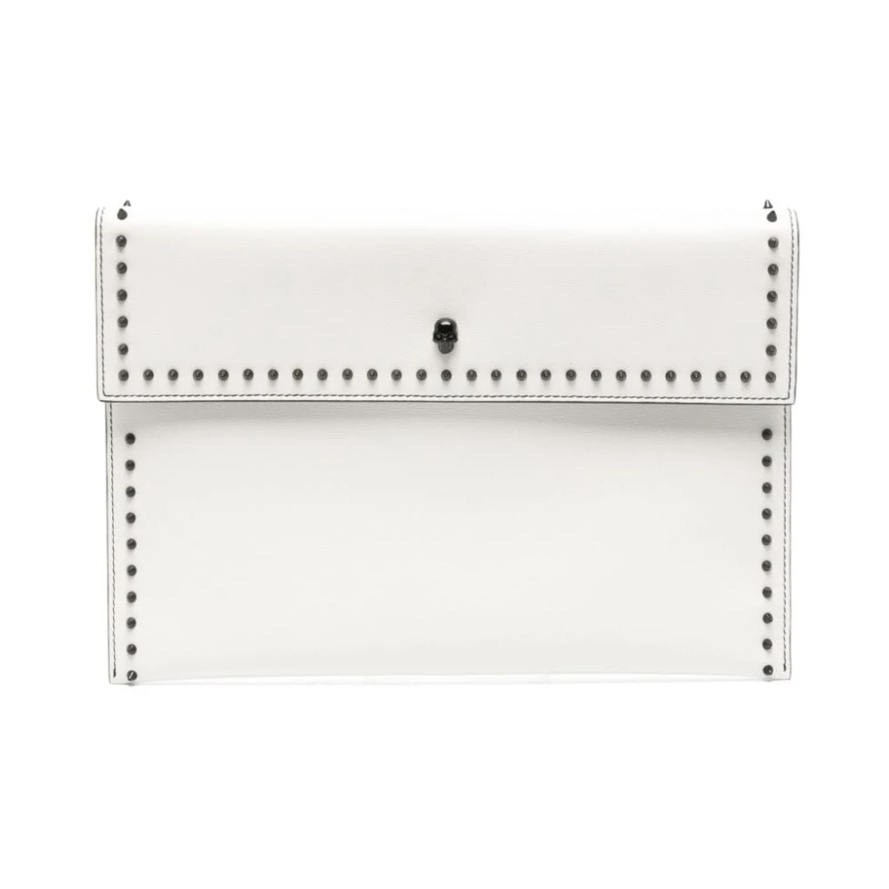 Alexander McQueen Ivory Läder Studded Clutch Väska White, Dam