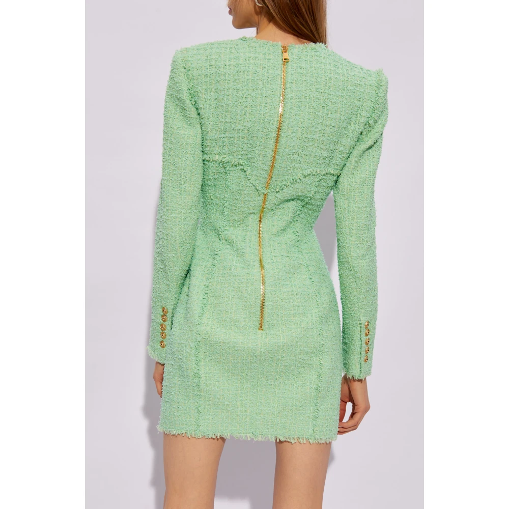 Balmain Tweed jurk Green Dames