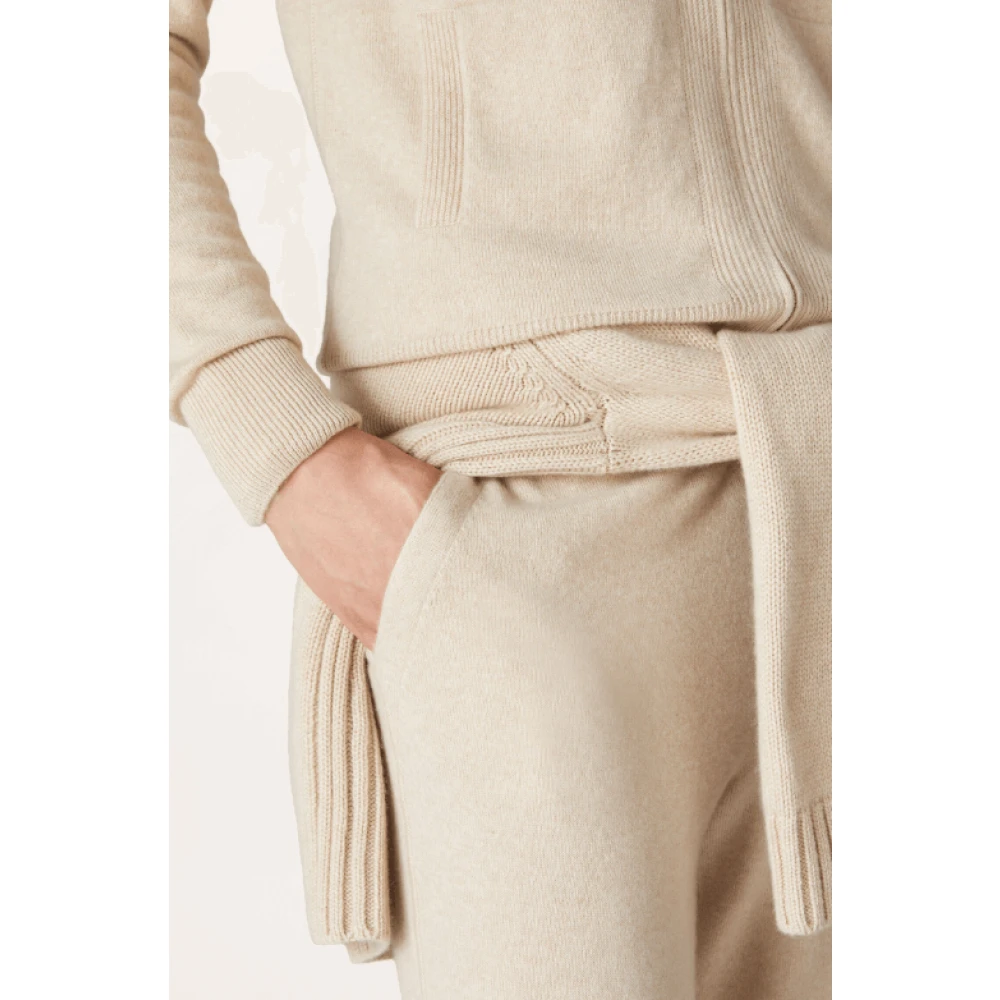 Loro Piana Kasjmier Gebreide Hoodie en Broek Set Beige Dames