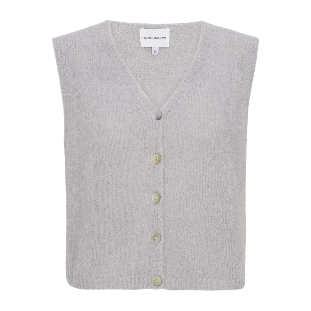 American Dreams Lichtgrijze Alpaca Wol Vest Gray Dames