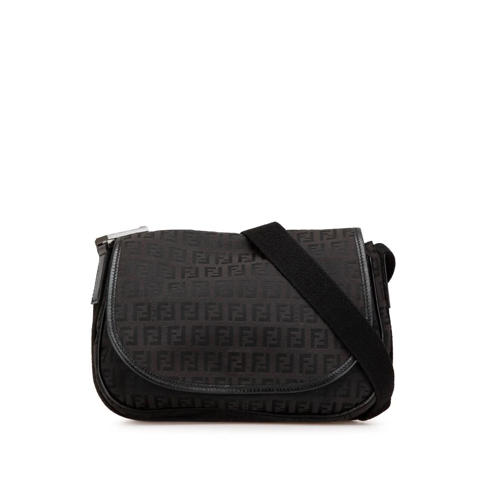 Fendi Vintage Women's Black Pre-Owned Saddle Bag Crossbody