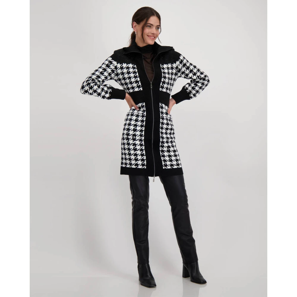 monari Gestreepte Vest met Hanepoten Dessin Black Dames